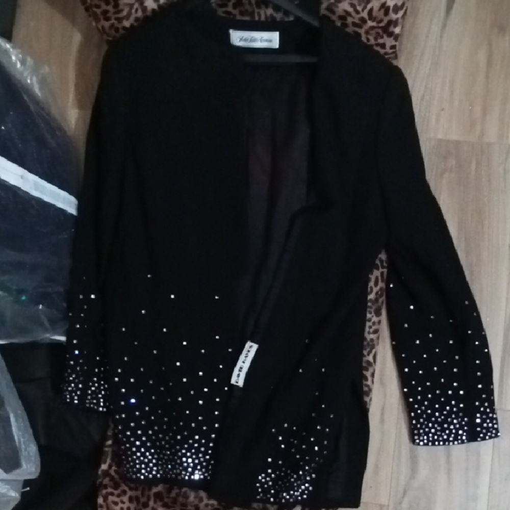 Saks Fifth Avenue Luxury Black Jacket with Rhinestone Accent